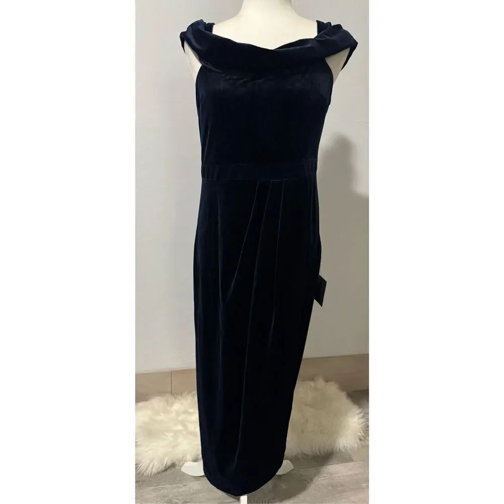 Lulus NWT velvet blue off the shoulder dress L